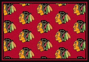 Chicago Blackhawks Logo Repeat Rug Chicago Blackhawks